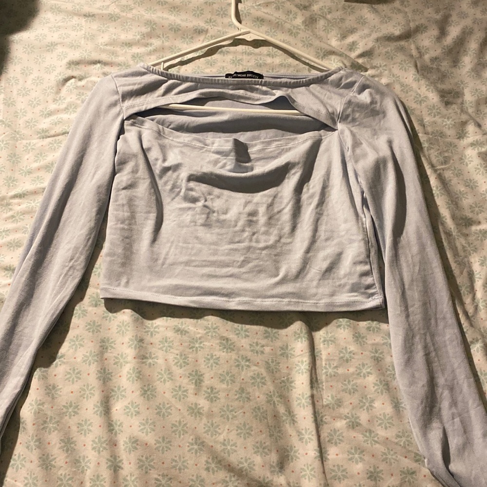 Light blue long sleeve crop top